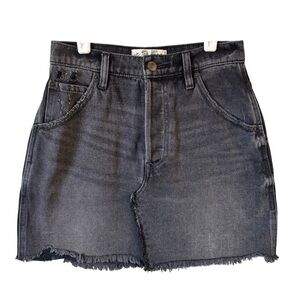 Free People | WE THE FREE Brea Faded Black Raw Hem Cutoff Denim Mini Skirt Sz 25